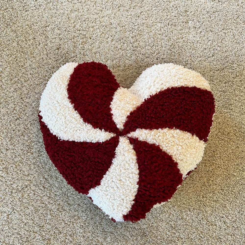 Pottery Barn Red and White Heart Holiday Pillow